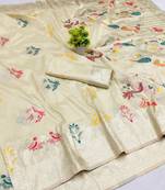 beige zari woven art silk saree with blouse
