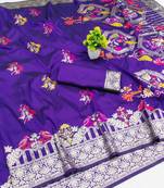 purple zari woven art silk saree with blouse