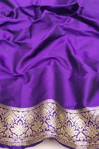 purple zari woven art silk blend saree with blouse