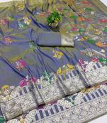 lavendor zari woven art silk saree with blouse
