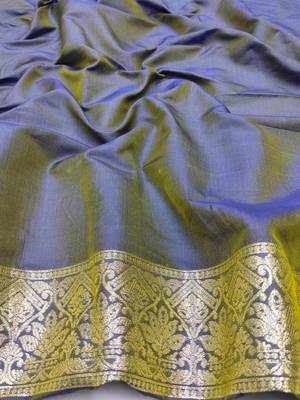 lavender zari woven art silk blend saree with blouse 4