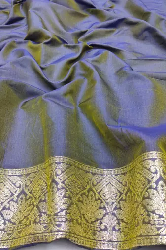 lavender zari woven art silk blend saree with blouse