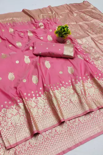 gajri art silk zari woven saree with blouse