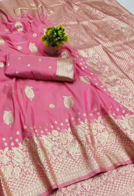 gajri art silk blend zari woven saree with blouse 2