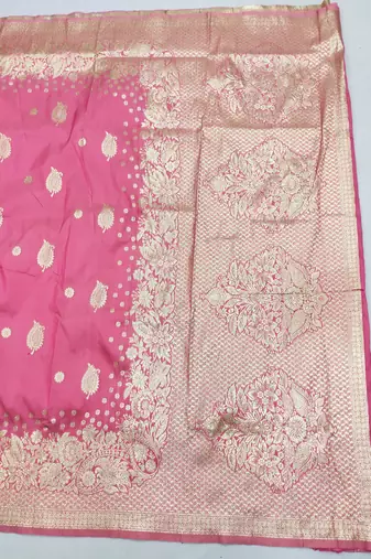 gajri art silk blend zari woven saree with blouse