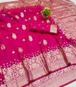 rani pink art silk zari woven saree with blouse