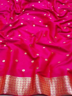 rani pink art silk zari woven saree with blouse 3