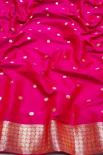 rani pink art silk zari woven saree with blouse
