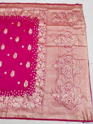 rani pink art silk zari woven saree with blouse 4