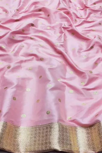 baby pink art silk blend zari woven saree with blouse