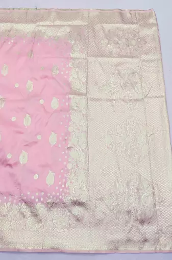 baby pink art silk blend zari woven saree with blouse