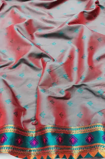 rani pink copper zari woven art silk blend saree with blouse