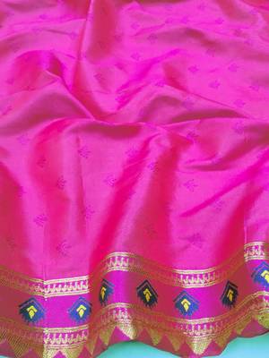 Firozi copper zari woven art silk blend saree with blouse 3