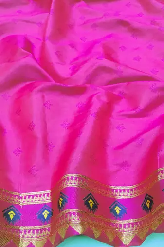 Firozi copper zari woven art silk blend saree with blouse