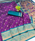 wine copper zari woven art silk saree with blouse