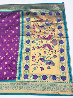 wine copper zari woven art silk blend saree with blouse 4