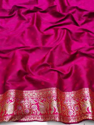 purple zari woven art silk blend bridal style premium saree with blouse 2