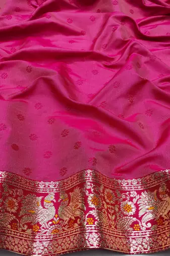 gold zari woven art silk blend bridal style premium saree with blouse