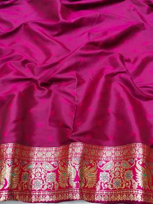 blue zari woven art silk blend bridal style premium saree with blouse 3