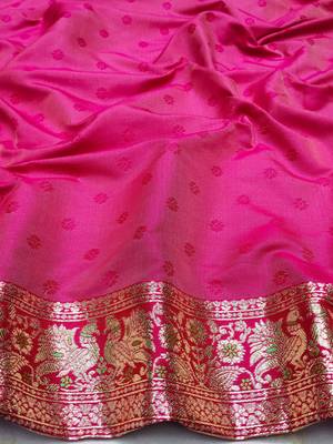 turquoise zari woven art silk blend bridal style premium saree with blouse 2