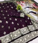 purple zari woven art silk saree with blouse