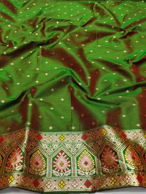 red zari woven art silk blend saree with blouse 2