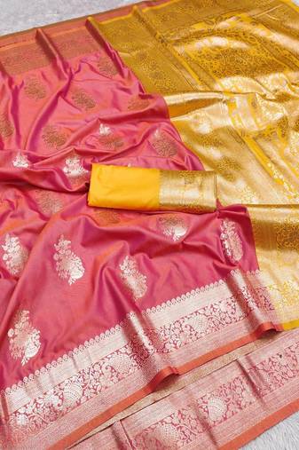pink art silk zari woven saree with blouse