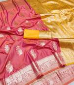pink art silk zari woven saree with blouse