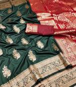 dark green art silk zari woven saree with blouse