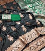 black art silk zari woven saree with blouse