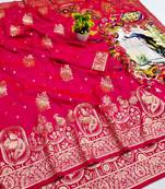 pink zari woven art silk saree with blouse