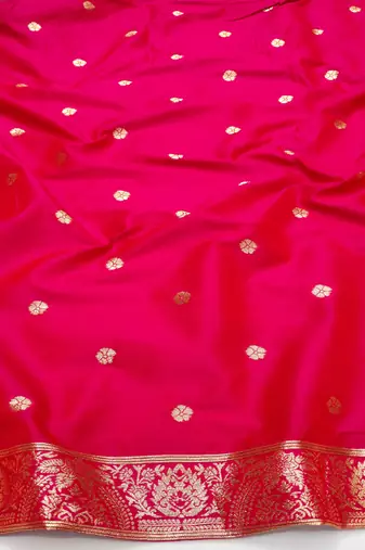 pink zari woven art silk blend saree with blouse