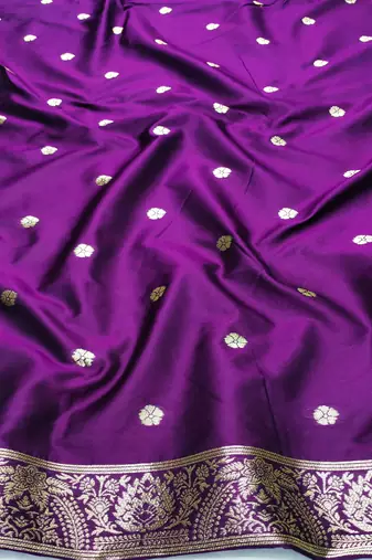 purple zari woven art silk blend saree with blouse