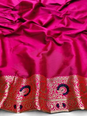 blue zari woven art silk saree with blouse 2