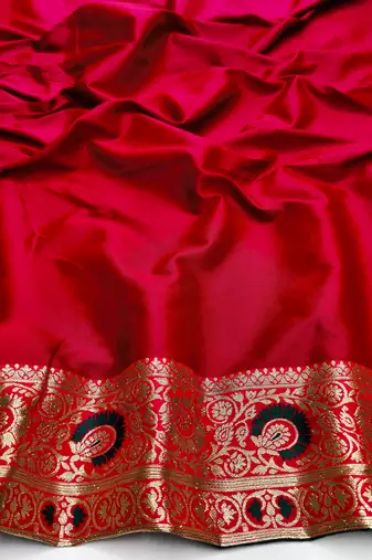 dark green zari woven art silk saree with blouse