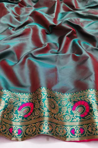 rani pink zari woven art silk saree with blouse