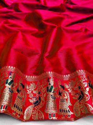 dark green zari woven art silk blend saree with blouse 3