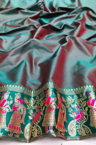 rani pink zari woven art silk saree with blouse