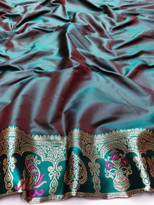 rani pink zari woven art silk saree with blouse 3