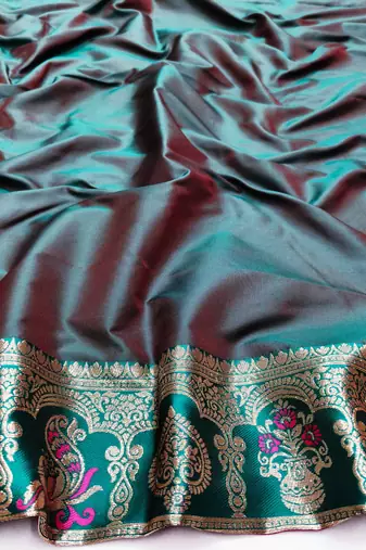 rani pink zari woven art silk saree with blouse
