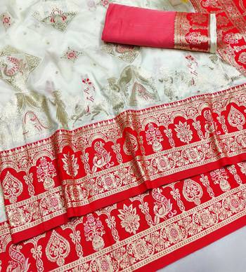 off white zari woven art silk saree with blouse 2