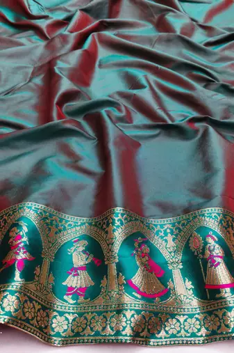 rani pink zari woven art silk saree with blouse
