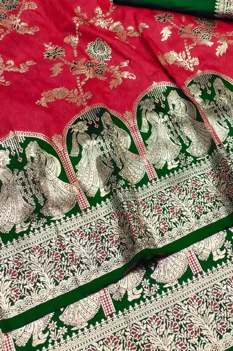 maroon zari woven art silk blend bridal style premium saree with blouse