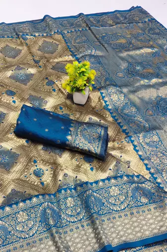 light beige zari woven kanjivaram silk blend saree with blouse