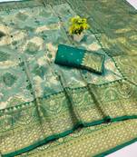 light silvery green zari woven kanjivaram silk saree with blouse