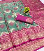 light mint green zari woven kanjivaram silk saree with blouse