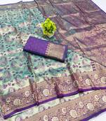 light mint green zari woven kanjivaram silk saree with blouse