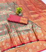 light orange zari woven kanjivaram silk saree with blouse