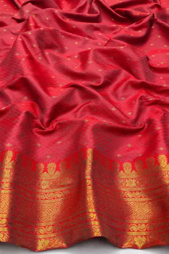 light orange zari woven kanjivaram silk blend saree with blouse