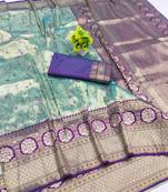 light mint green zari woven kanjivaram silk saree with blouse